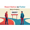 React Native vs Flutter 2025 comparison infographic showing framework